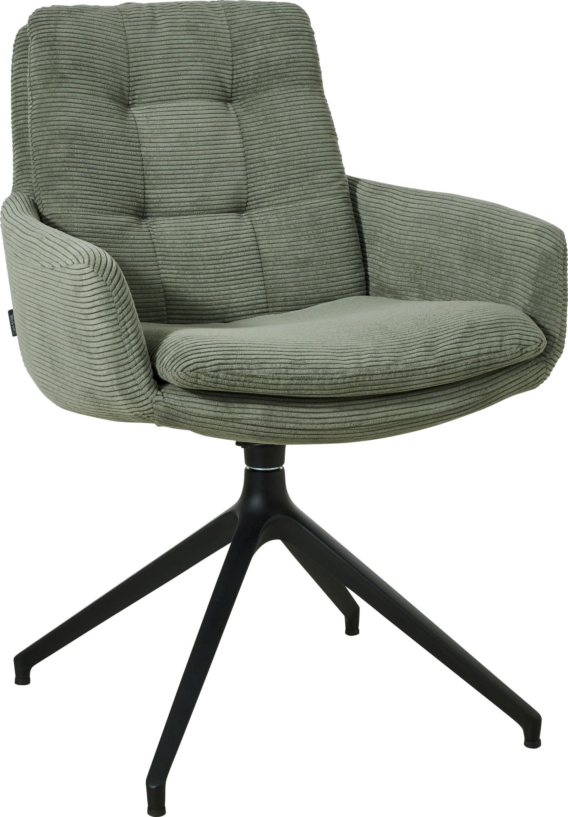 ARMLEHNSTUHL  in Cord  - Schwarz/Olivgrün, Design, Textil/Metall (63/90/69cm) - Johann Jakob
