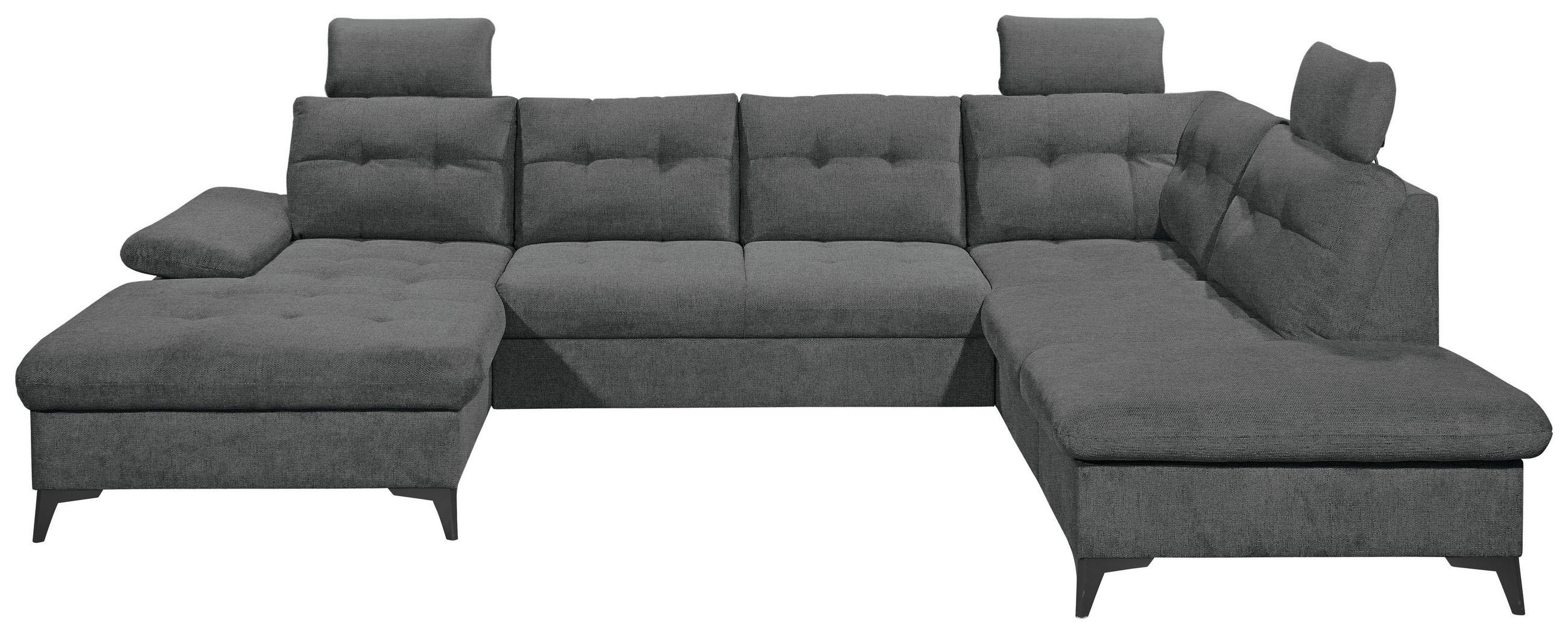 WOHNLANDSCHAFT Graphitfarben Webstoff  - Schwarz/Graphitfarben, KONVENTIONELL, Kunststoff/Textil (170/324/218cm) - Carryhome