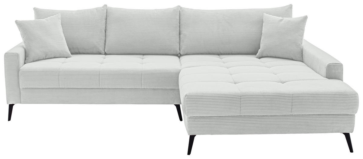 ECKSOFA Elfenbein Cord  - Elfenbein/Schwarz, KONVENTIONELL, Textil/Metall (280/173cm) - Hom`in