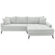 ECKSOFA  in Cord Elfenbein  280/173 cm  - Elfenbein/Schwarz, KONVENTIONELL, Textil/Metall (280/173cm) - Hom`in
