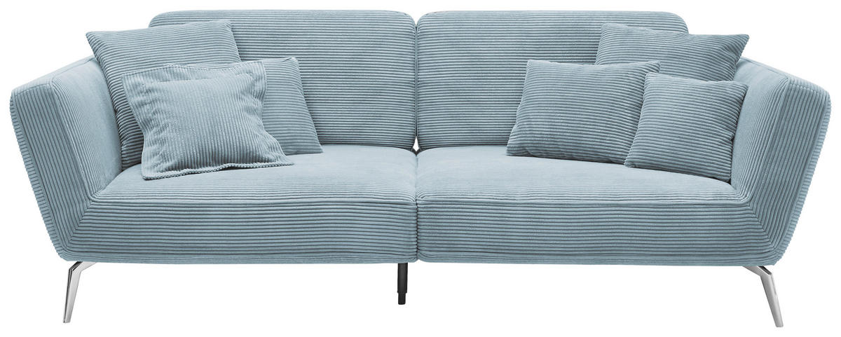3-SITZER-SOFA Cord Blau  - Chromfarben/Blau, KONVENTIONELL, Kunststoff/Textil (260/90/125cm) - SetOne by Musterring