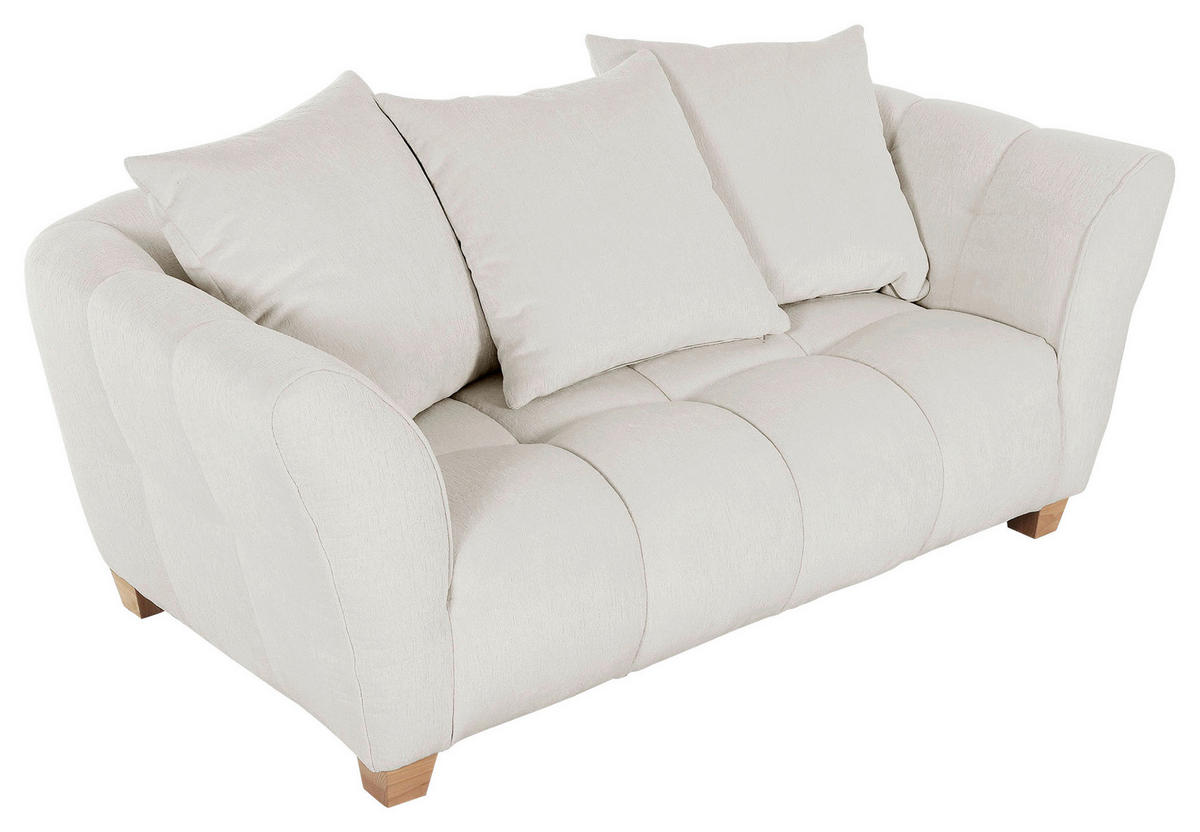 2-SITZER-SOFA Chenille Creme  - Creme/Naturfarben, KONVENTIONELL, Holz/Textil (185/72/95cm) - Milino