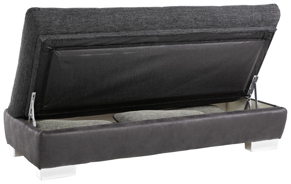HOCKER in Textil Dunkelgrau  - Chromfarben/Dunkelgrau, Design, Textil (156/43/74cm) - Xora