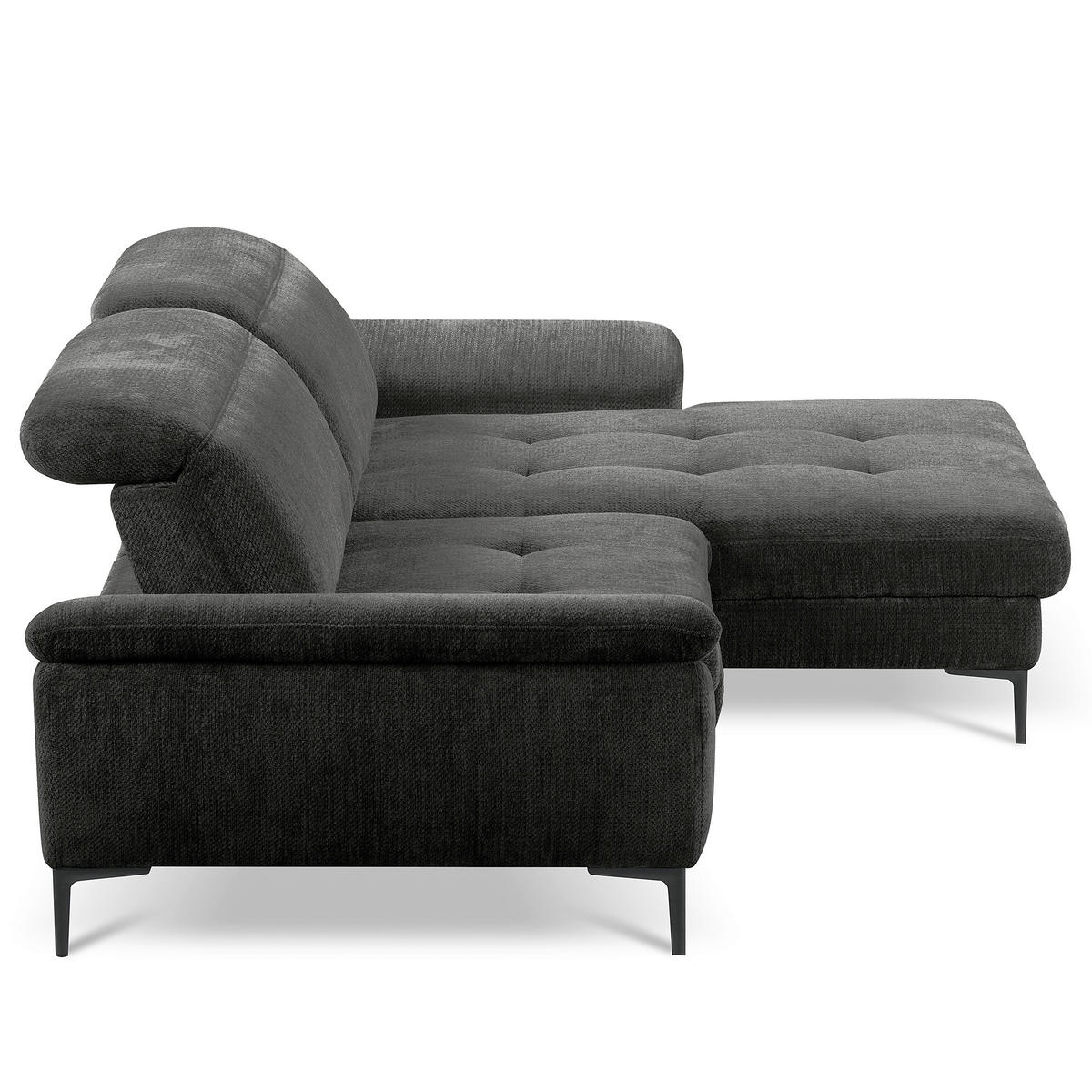 ECKSOFA  Webstoff Schwarz  - Schwarz, Design, Textil/Metall (268/195cm) - Livetastic