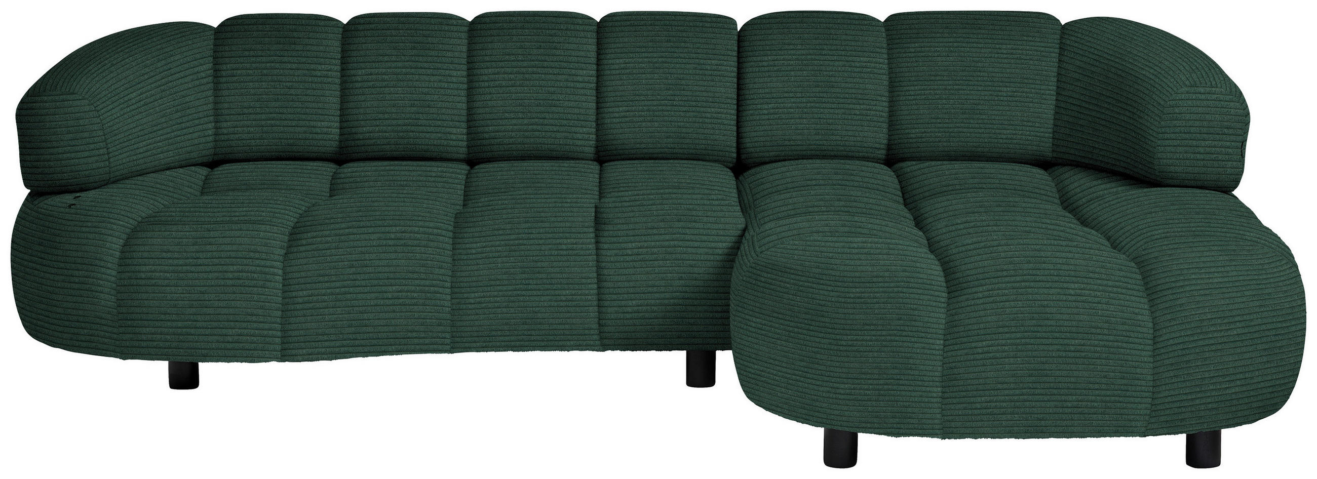 ECKSOFA in Cord, Velours Waldgrün  284/183 cm  - Waldgrün/Schwarz, Design, Holz/Textil (284/183cm) - Welnova