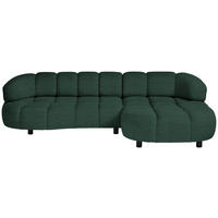 ECKSOFA in Cord, Velours Waldgrün  284/183 cm  - Waldgrün/Schwarz, Design, Holz/Textil (284/183cm) - Welnova