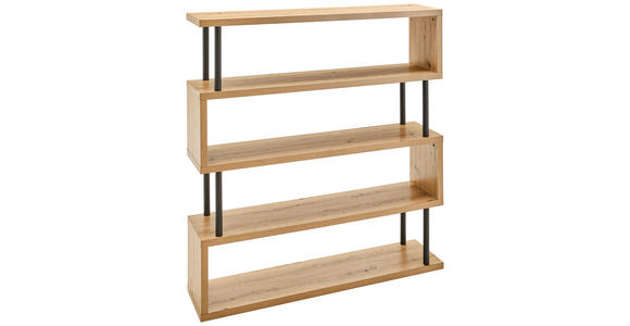 REGAL Schwarz, Eichefarben  - Eichefarben/Schwarz, Basics, Holzwerkstoff/Metall (156/165/35cm) - Xora