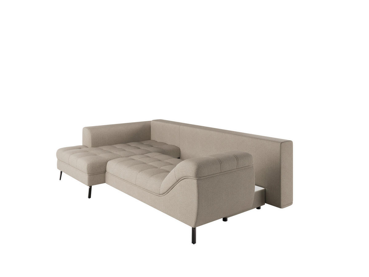 Ecksofa inkl. Funktionen in Webstoff Beige  - Beige/Schwarz, Modern, Textil/Metall (177/279cm)