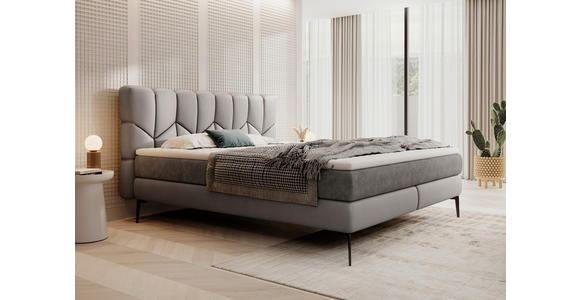 BOXSPRINGBETT 180/200 cm  in Dunkelgrau  - Dunkelgrau/Schwarz, Design, Leder/Textil (180/200cm) - Esposa