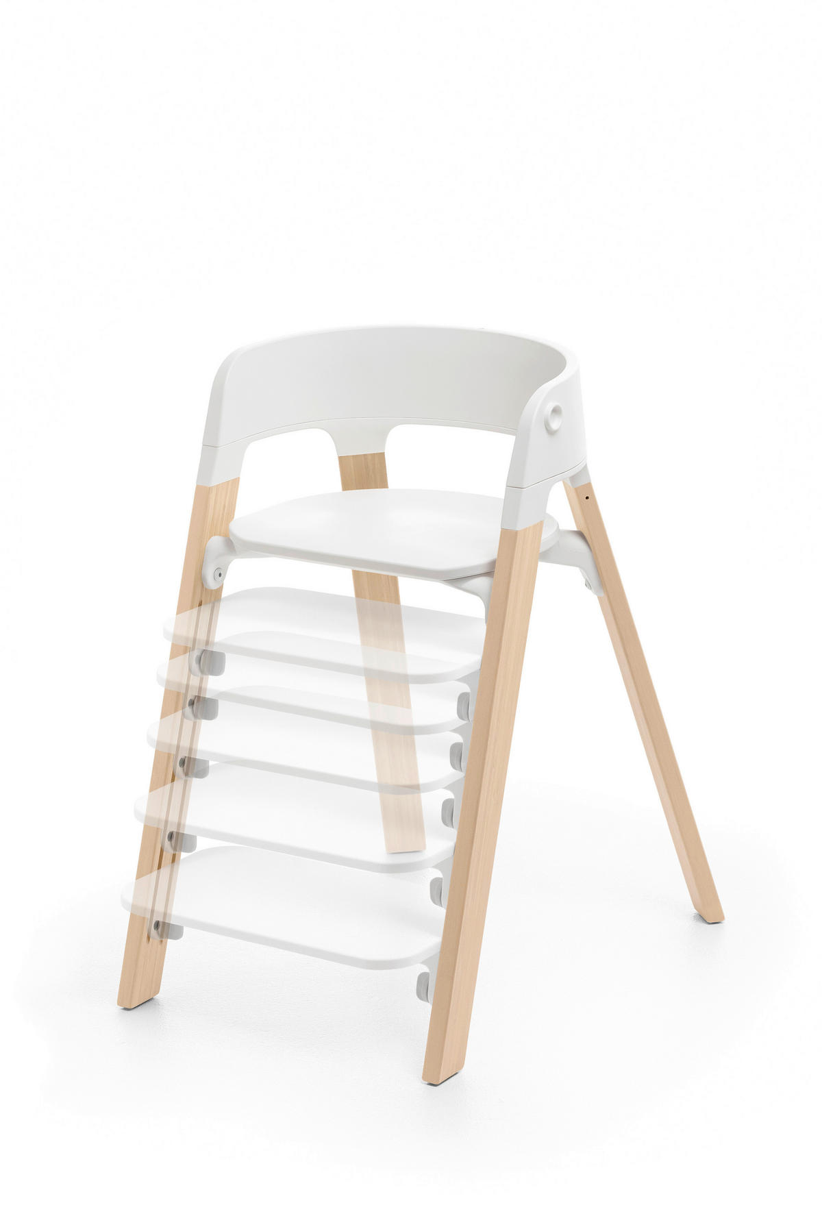 SET ZA STOLČEK ZA HRANJENJE  Steps Bundle  86/74/48 cm         bela  - bela, Basics, les (86/74/48cm) - Stokke