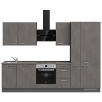 KÜCHENBLOCK 300 cm   in Schieferfarben  - Schieferfarben/Edelstahlfarben, MODERN, Holzwerkstoff/Metall (300cm) - Nobilia