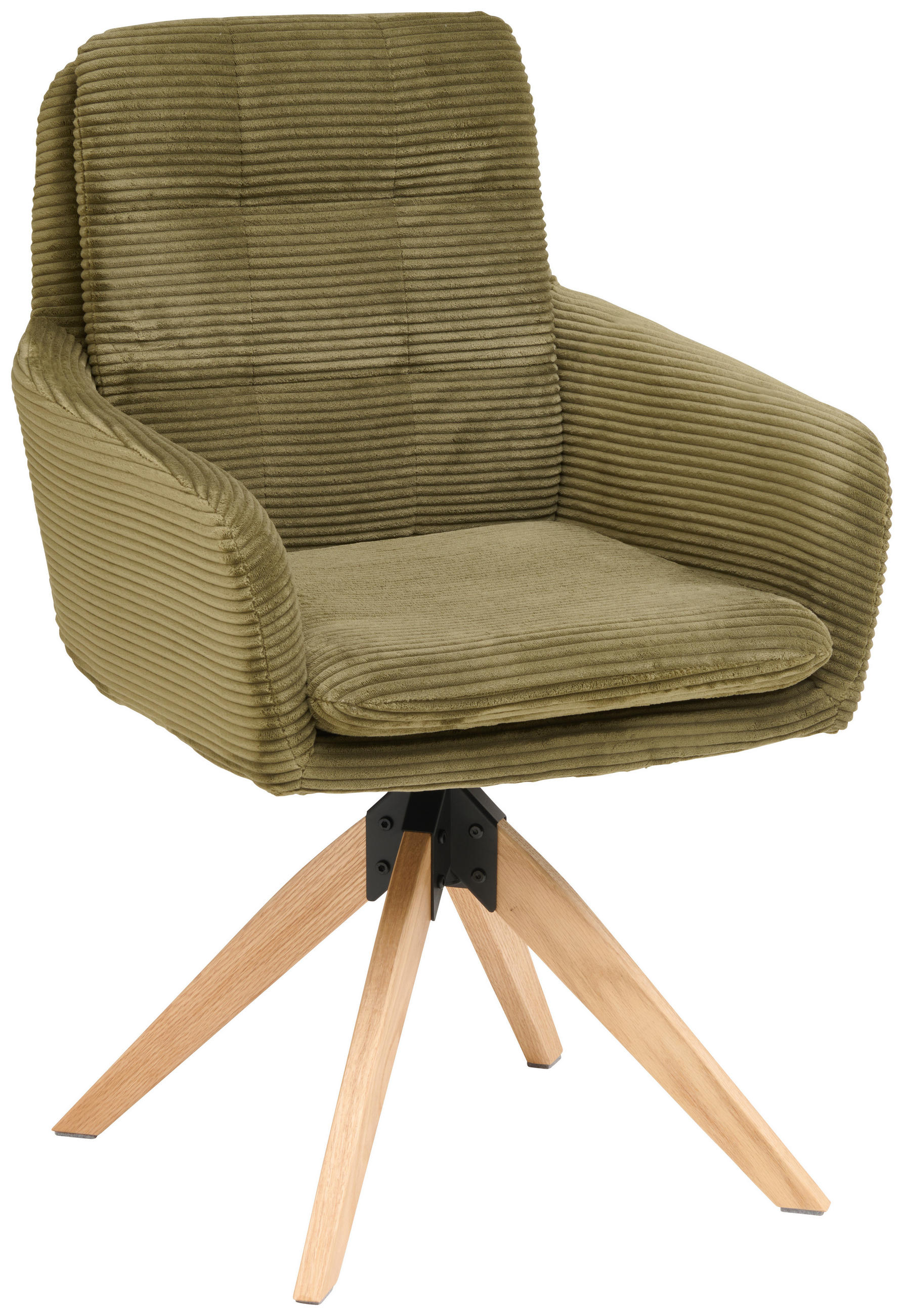 ARMLEHNSTUHL  in Eisen Cord  - Naturfarben/Grün, KONVENTIONELL, Holz/Textil (60/93/65,5cm) - Livetastic