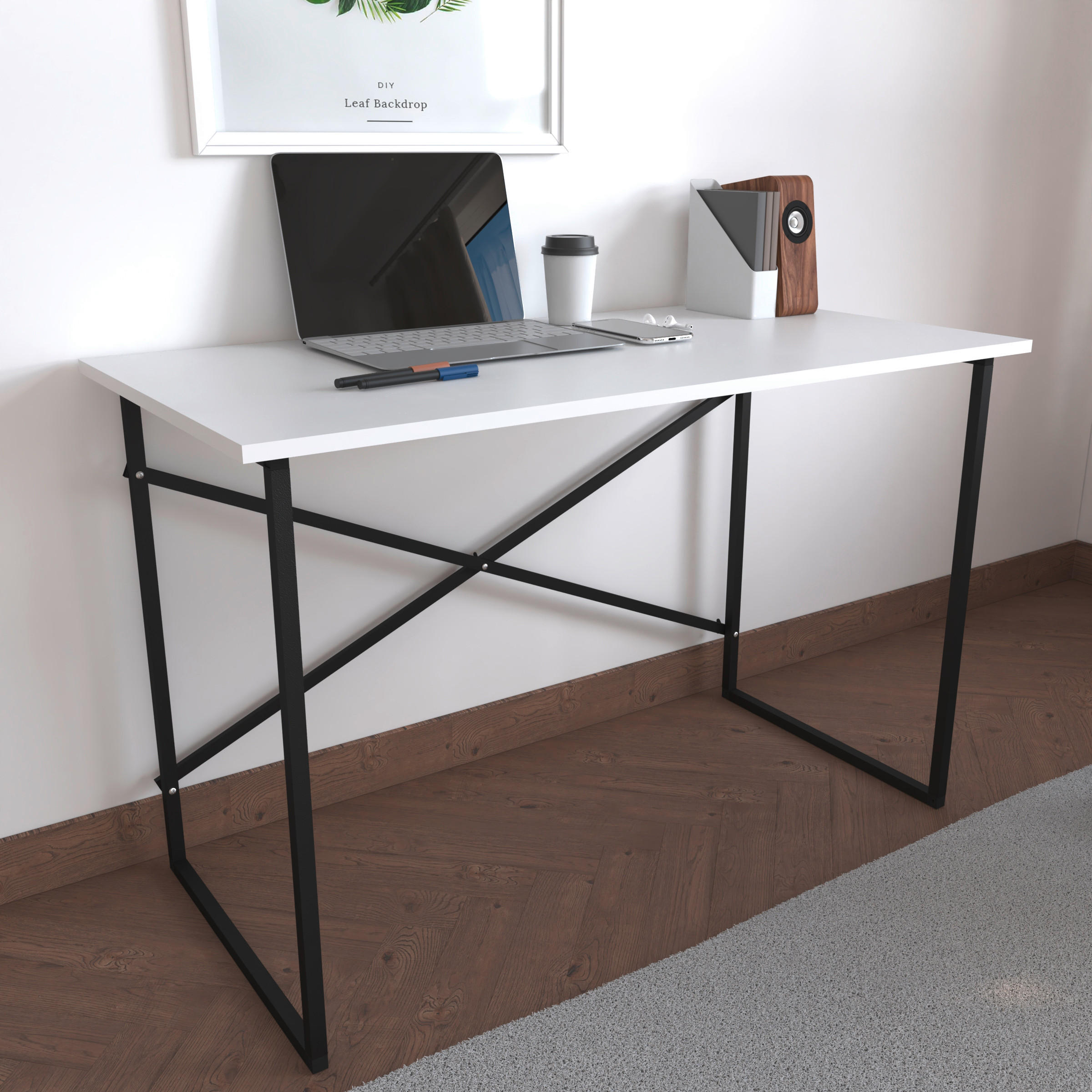 SKRIVBORD 90/50/75 cm  i vit  - vit/svart, Design, metall/trämaterial (90/50/75cm) - MID.YOU