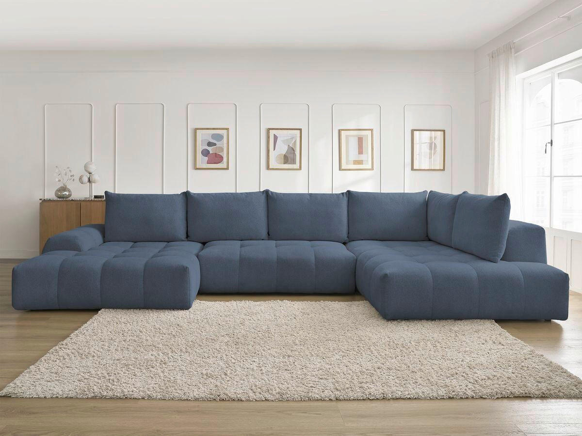 ECKSCHLAFSOFA EVEREST  mit Rücken echt, Armteil links, Armteil rechts Flachgewebe Dunkelblau  - Schwarz/Dunkelblau, MODERN, Kunststoff/Textil (198/423/212cm)