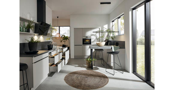 EINBAUKÜCHE - Birkefarben/Grau, Design, Holzwerkstoff - Dieter Knoll