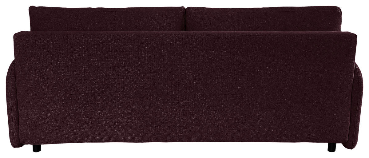 SCHLAFSOFA Flachgewebe Aubergine  - Aubergine/Schwarz, Design, Holz/Kunststoff (206/88/93cm) - MID.YOU