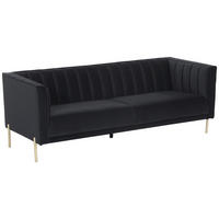 3-SITZER-SOFA Samt Schwarz  - Goldfarben/Schwarz, Design, Textil/Metall (204/75/85cm) - Livetastic