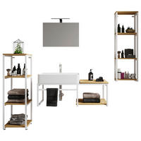 BADEZIMMER 5-teilig  in 170 cm  - Honigeiche/Schwarz, MODERN, Glas/Keramik (170cm) - MID.YOU