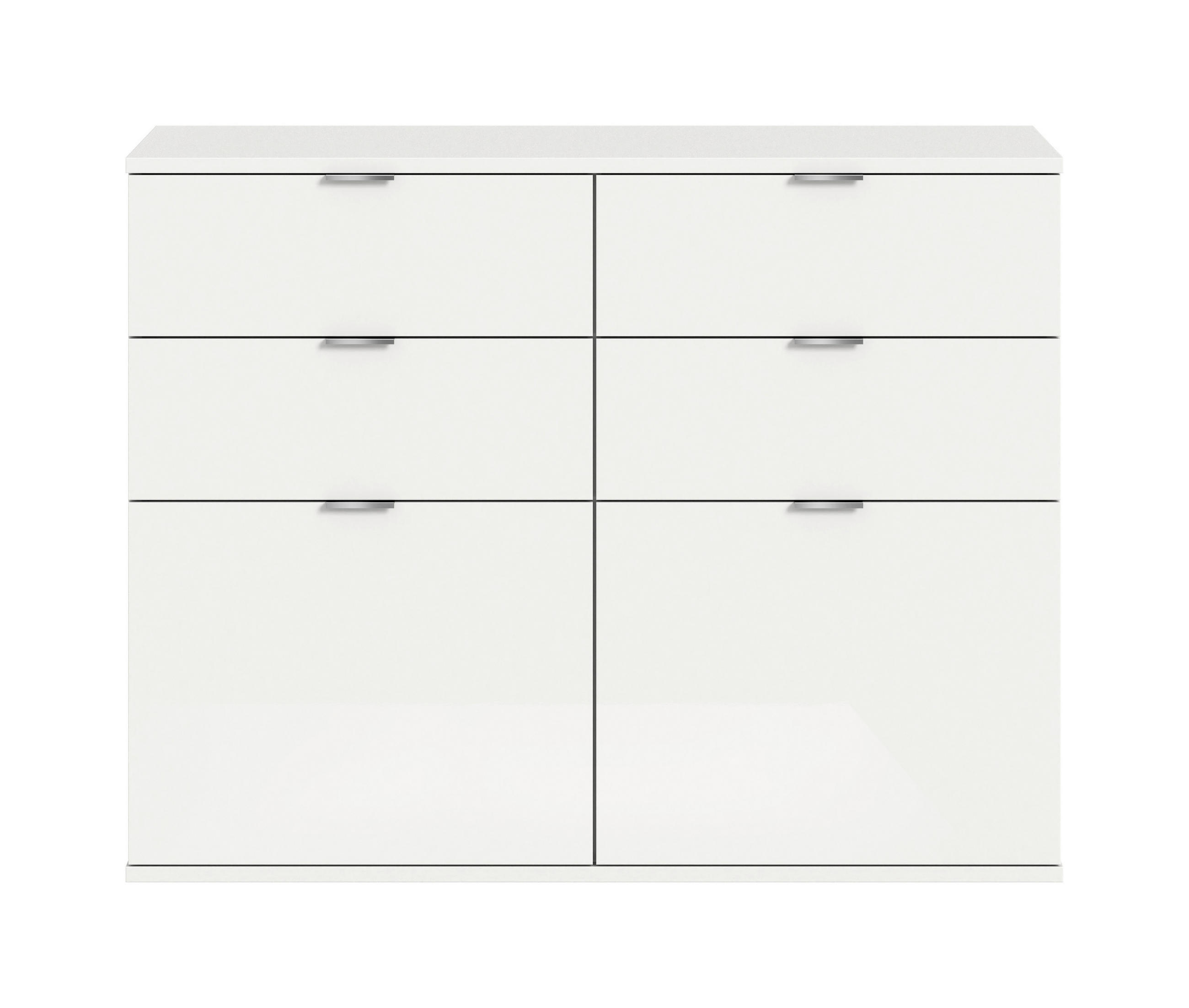 KOMMODE  in 120/85/37 cm  - Chromfarben/Weiß Hochglanz, Design, Holzwerkstoff/Kunststoff (120/85/37cm) - Livetastic