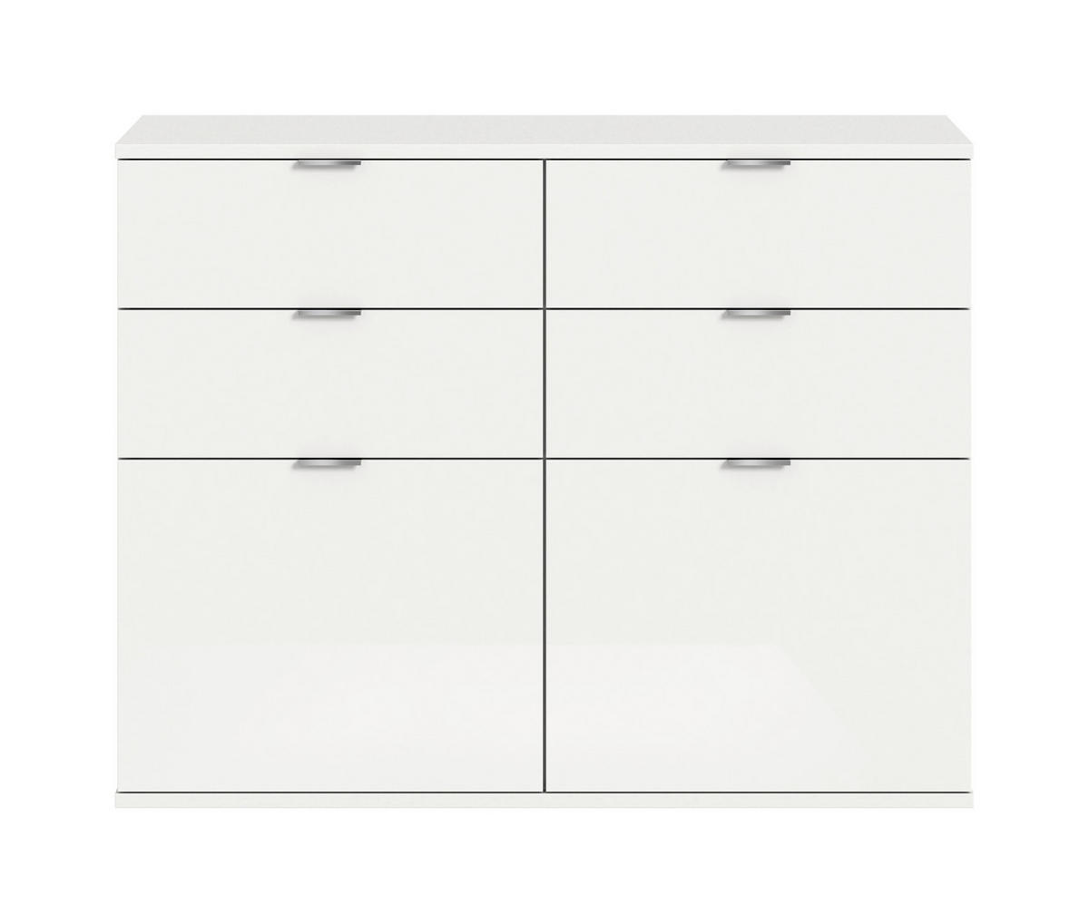 KOMMODE  in 120/85/37 cm  - Chromfarben/Weiß Hochglanz, Design, Holzwerkstoff/Kunststoff (120/85/37cm) - Livetastic