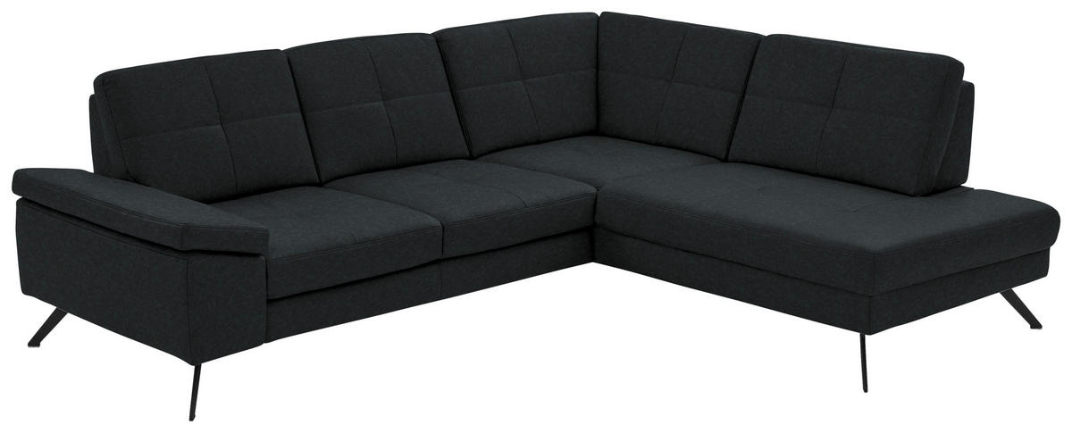 ECKSOFA in Lederlook, Mikrofaser Anthrazit  - Anthrazit/Schwarz, Design, Textil/Metall (261/220cm) - Beldomo System