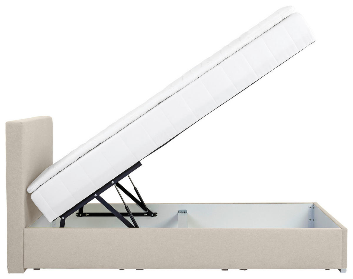 POLSTERBETT Bettkasten, Topper 100/200 cm  in Sandfarben  - Sandfarben/Chromfarben, KONVENTIONELL, Holz/Kunststoff (100/200cm) - MID.YOU