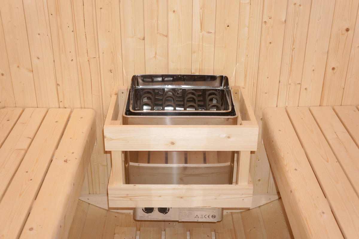 SAUNAFASS für 4 Personen Bergen  - Fichtefarben, KONVENTIONELL, Glas/Holz (194,8/220/191,5cm) - Sanotechnik