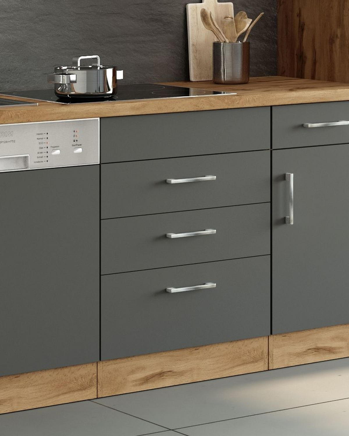 GERÄTEUMBAUSCHRANK 60/85/60 cm  in Anthrazit, Apfelbaumfarben  - Chromfarben/Apfelbaumfarben, Modern, Holzwerkstoff/Metall (60/85/60cm) - Held