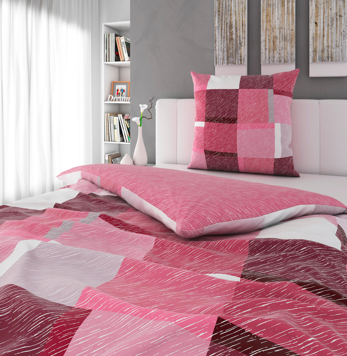 WENDEBETTWÄSCHE Satin 155/220 cm  - Pink, Design, Textil (155/220cm) - Bio:Vio