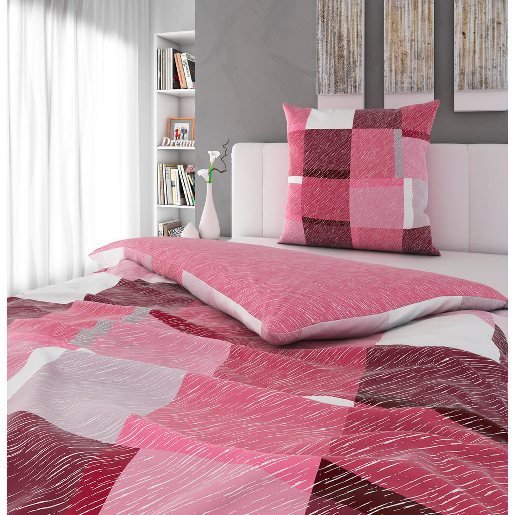 Thumbnail - Bio:Vio Wendebettwäsche, Pink, Textil, Karo, 155x220 cm, Gots, pflegeleicht, schadstoffgeprüft, bio, Schlaftextilien, Be...