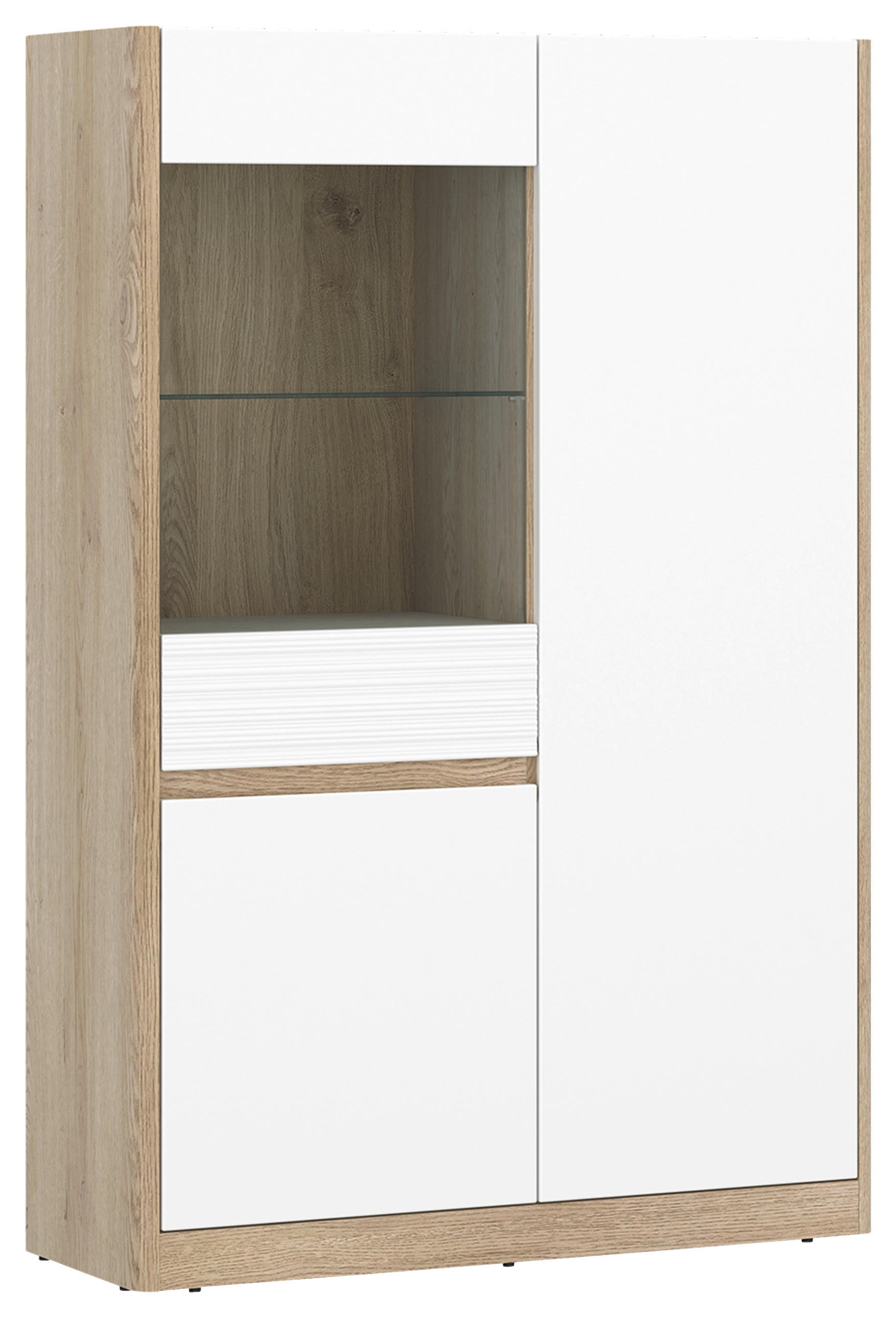Highboard Brilon Eichefarben/Weiß B: 100,7 cm
