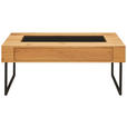 COUCHTISCH Eiche furniert, massiv ESG 110/60/45 cm rechteckig Schwarz, Eichefarben  - Eichefarben/Schwarz, Natur, Glas/Holz (110/60/45cm) - Novel