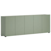 ŠIROKÁ KOMODA, zelená, 225/79/38 cm - čierna/zelená, Design, kompozitné drevo/plast (225/79/38cm) - home24
