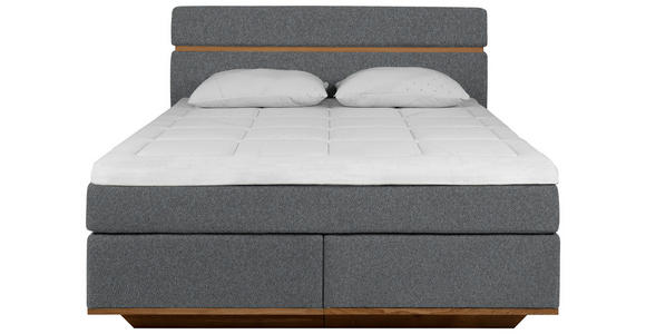 BOXSPRINGBETT 180/200 cm  in Dunkelgrau  - Eichefarben/Dunkelgrau, Natur, Holz/Textil (180/200cm) - Linea Natura