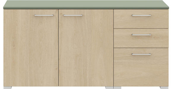 SIDEBOARD 150/72,8/41,9 cm  - Edelstahlfarben/Eichefarben, Design, Holzwerkstoff/Metall (150/72,8/41,9cm) - Cantus