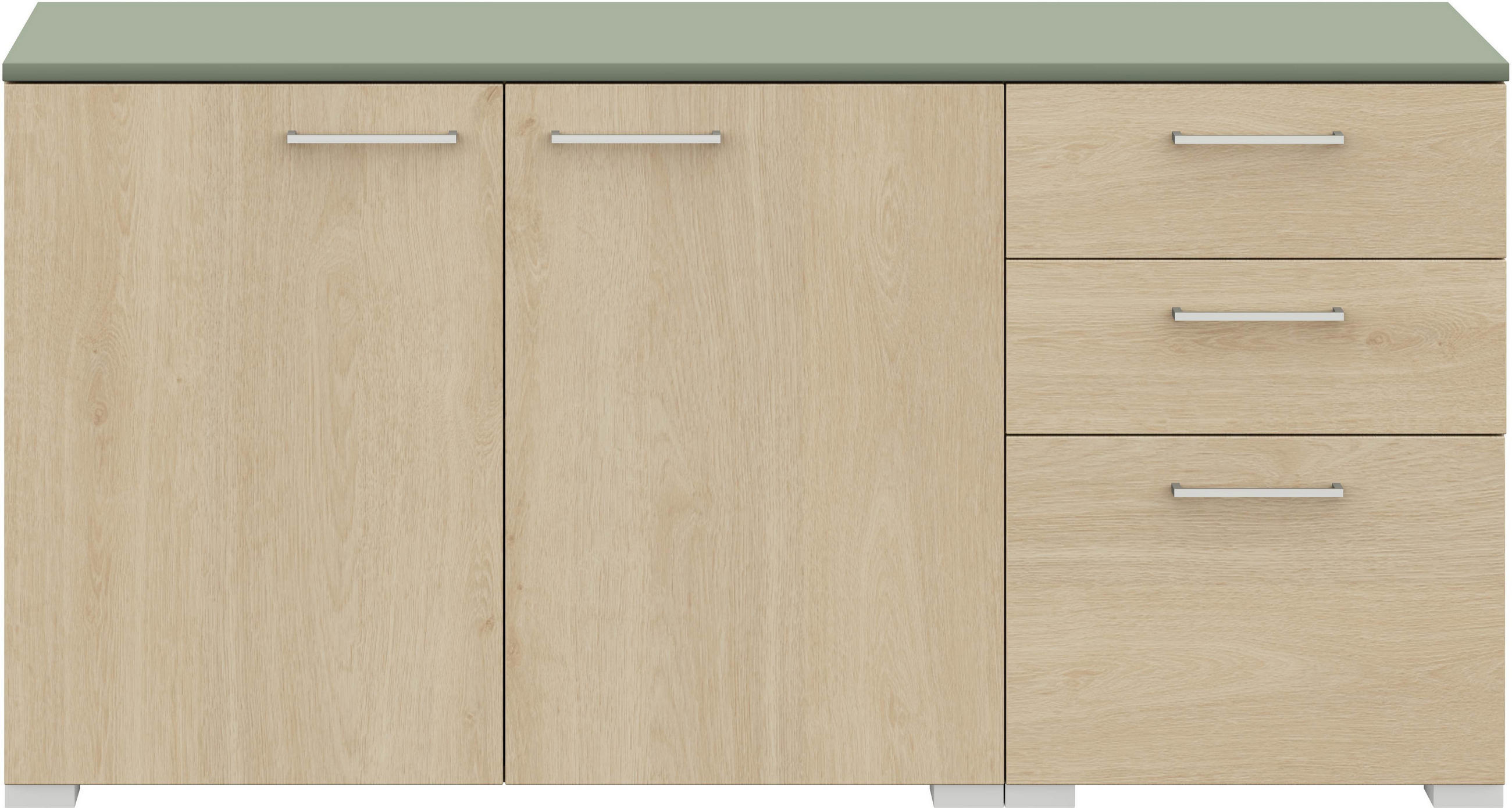 SIDEBOARD  in 150/72,8/41,9 cm  - Edelstahlfarben/Eichefarben, Design, Holzwerkstoff/Metall (150/72,8/41,9cm) - Cantus