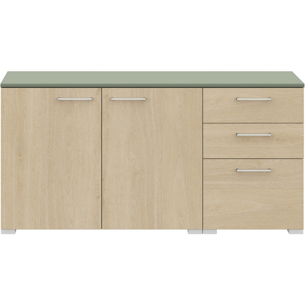 Thumbnail - Cantus Sideboard, Eiche, Salbeigrün, Metall, 1 Fächer, 3 Schubladen, 150x72.8x41.9 cm, Made in Germany, Typenauswahl, Be...