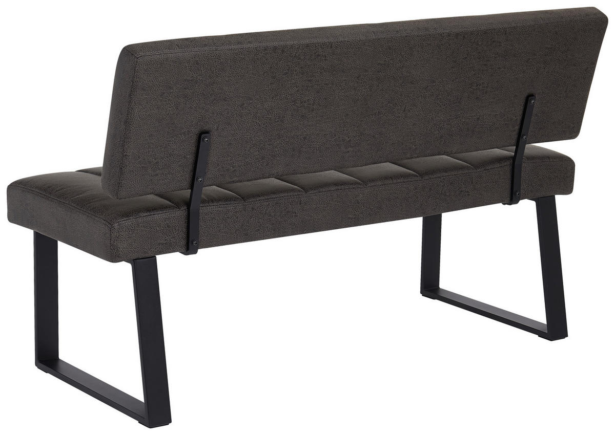 SITZBANK 140/88/60 cm Mikrofaser Grau, Schwarz  - Schwarz/Grau, KONVENTIONELL, Textil/Metall (140/88/60cm) - Landscape