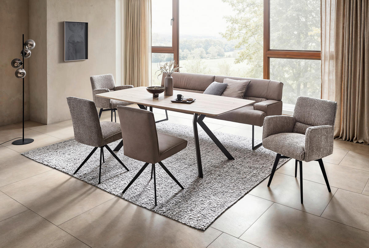 STUHL - Sandfarben/Schwarz, Design, Textil/Metall (48/91/67cm) - Moderano