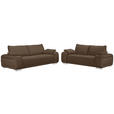 3-SITZER-SOFA Lederlook Braun  - Chromfarben/Braun, KONVENTIONELL, Textil/Metall (241/85/95cm) - Carryhome