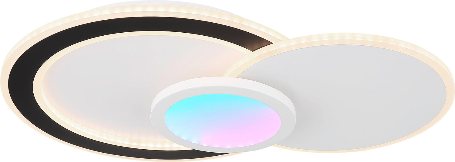 LED-DECKENLEUCHTE Gisell 57,5/40/8,5 cm   - Opal/Schwarz, Trend, Kunststoff/Metall (57,5/40/8,5cm) - Globo