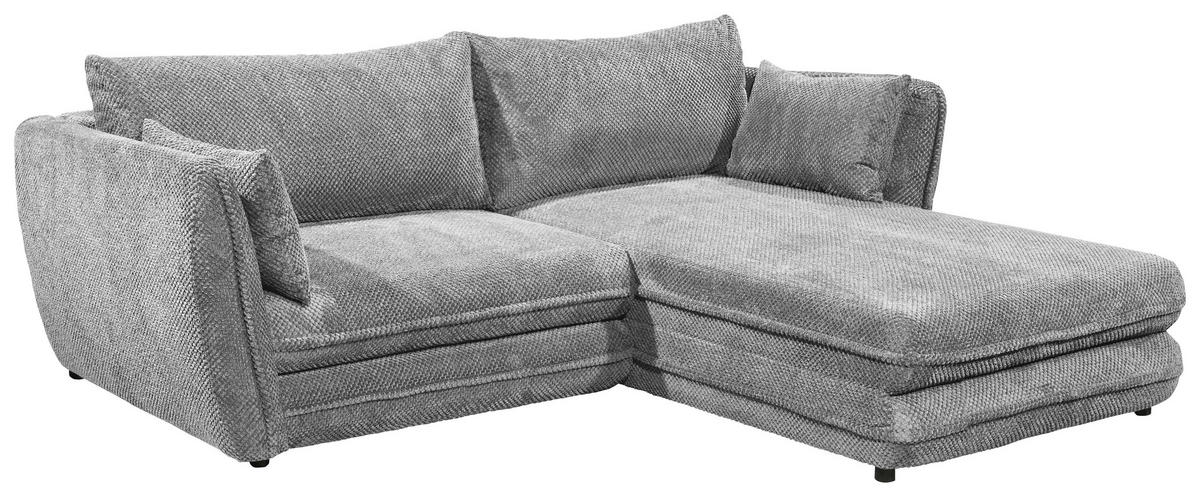 ECKSOFA in Mikrovelours Grau  - Schwarz/Grau, Konventionell, Kunststoff/Textil (240/192cm) - MID.YOU