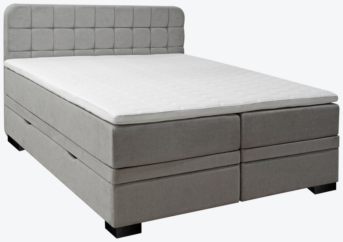 BOXSPRINGBETT 180/200 cm  in Hellgrau  - Hellgrau/Schwarz, Konventionell, Holz/Textil (180/200cm) - Elegando
