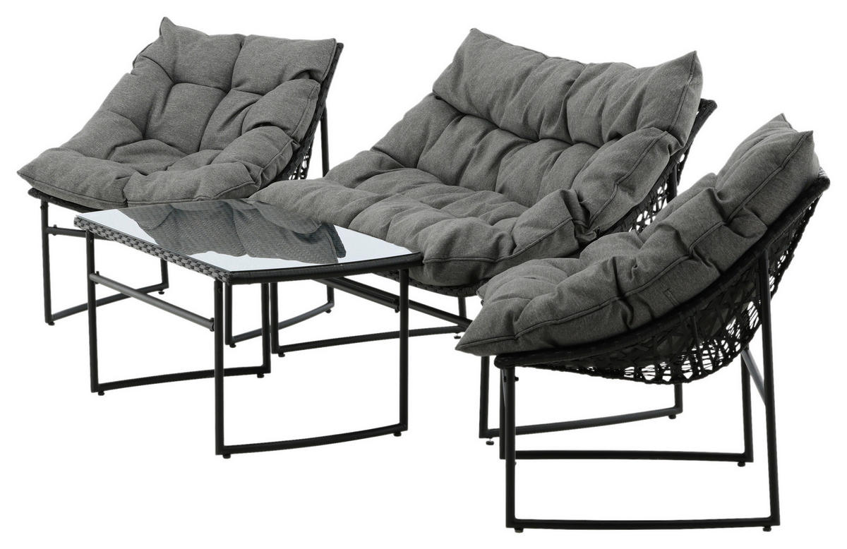 LOUNGEGRUPP  - grå/svart, Klassisk, metall/textil - Gardenson