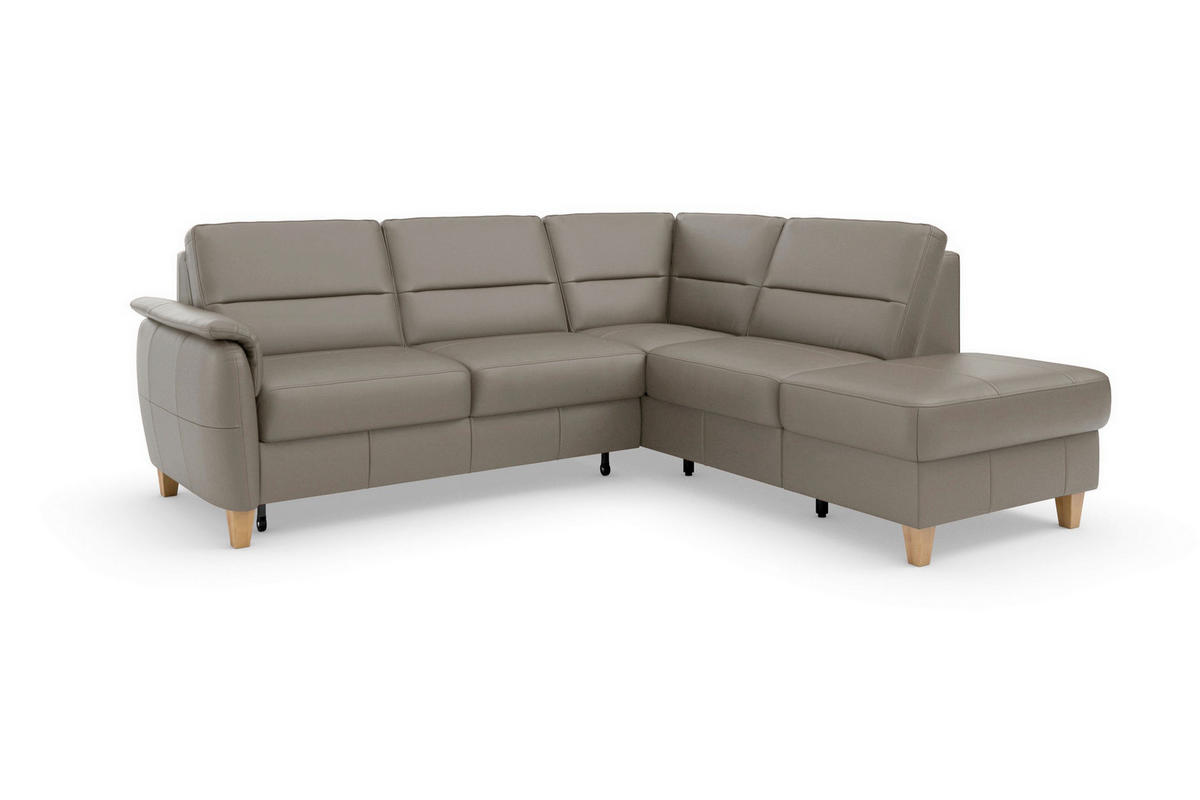 ROHOVÁ SEDAČKA, textil, kůže, šedá - šedá/barvy dubu, Basics, dřevo/textil (236/212cm) - Sit & More