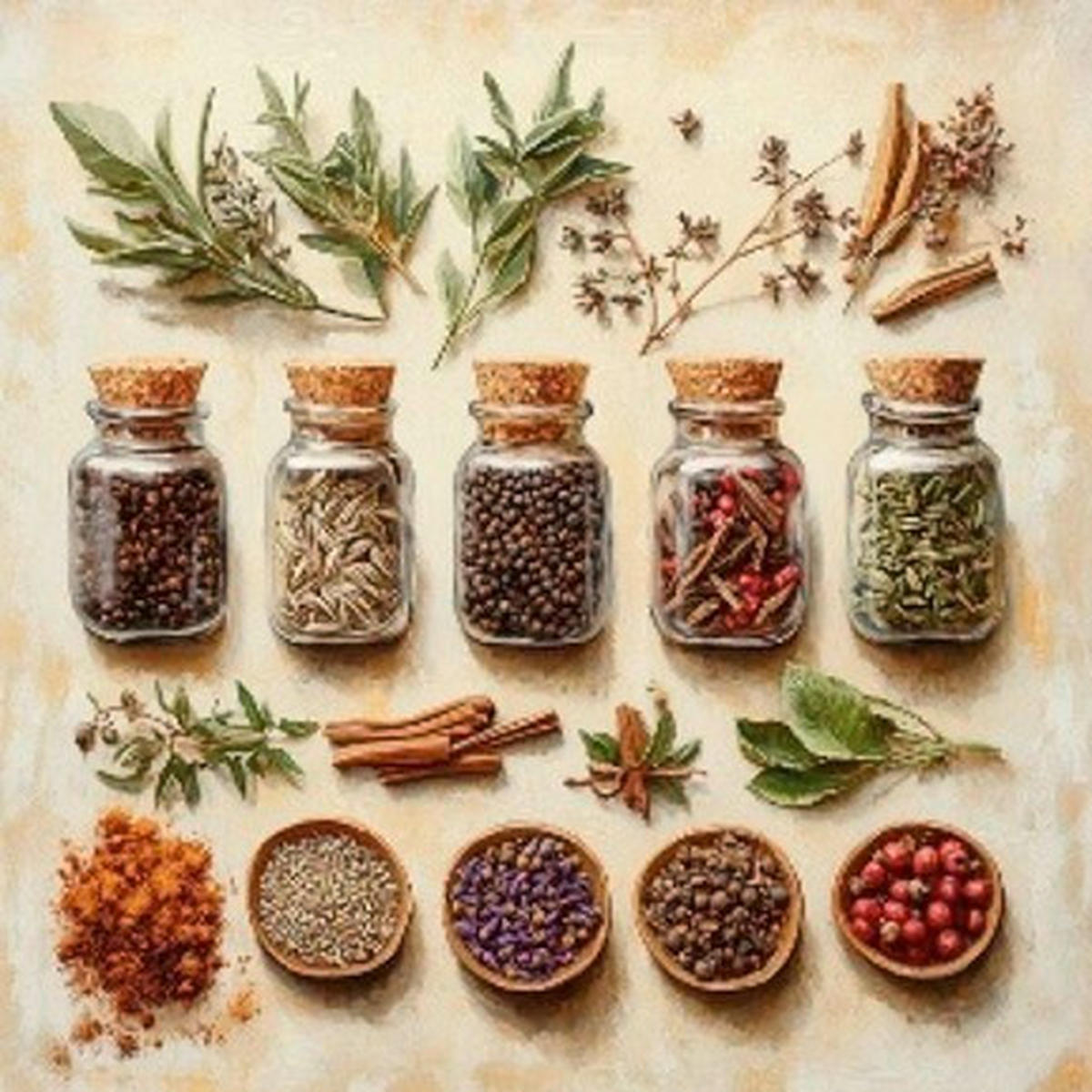 GLASBILD Essen & Trinken, Gewürze  - Multicolor, Basics, Glas (30/30/1.40cm) - Euroart