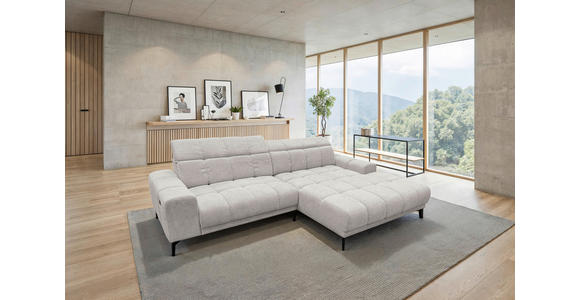 ECKSOFA inkl.Funktionen Hellgrau Chenille  - Hellgrau/Schwarz, MODERN, Textil/Metall (300/195cm) - Xora
