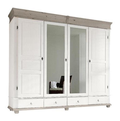 Kleiderschrank 4 Turig Kiefer Massiv Mit Spiegeln 
