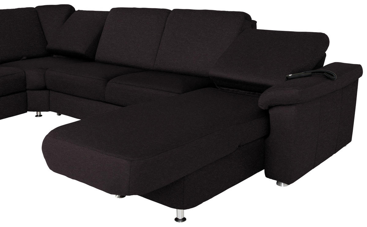 WOHNLANDSCHAFT in Flachgewebe Anthrazit  - Chromfarben/Anthrazit, KONVENTIONELL, Textil/Metall (240/336/163cm) - Beldomo System