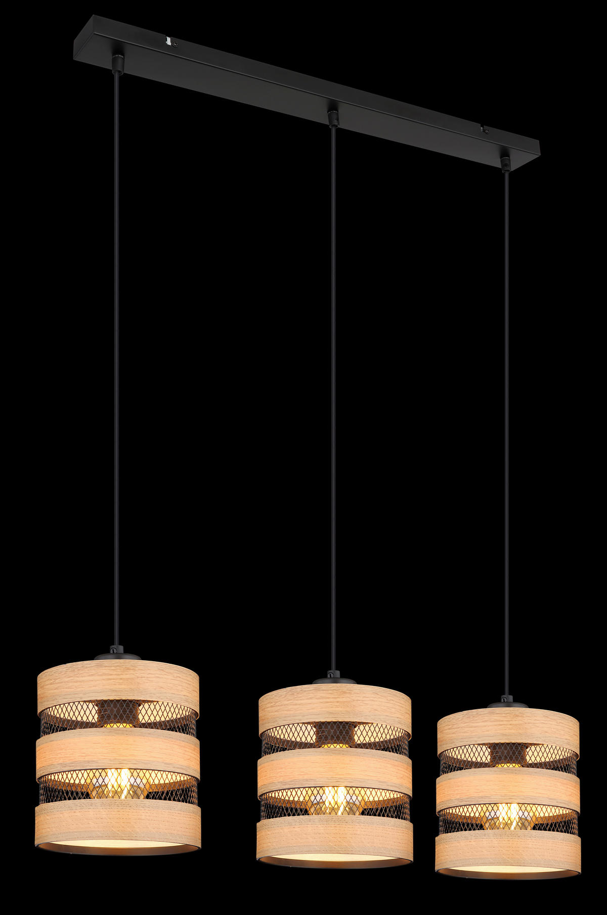 HÄNGELEUCHTE 75/18/120 cm    - Dunkelbraun/Schwarz, Design, Holz/Holzwerkstoff (75/18/120cm) - Globo